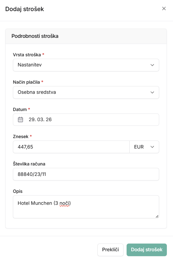 Expense form